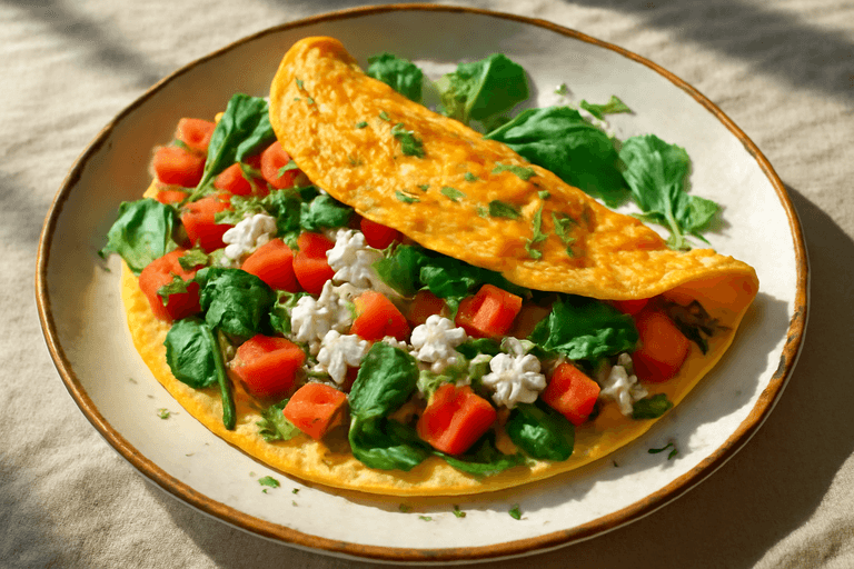 Proteinreiches Frühstücks-Omelett mit frischem Gemüse
