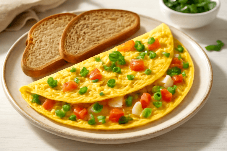 Omletă clasică cu legume și brânză slabă