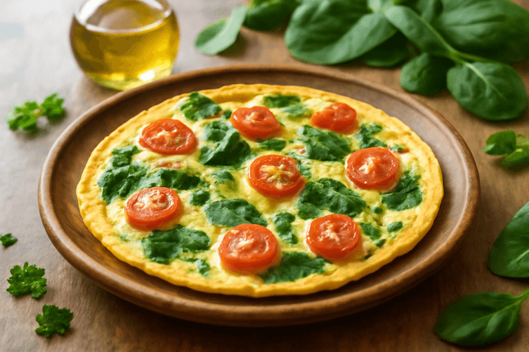 Omelette légère aux épinards et tomates