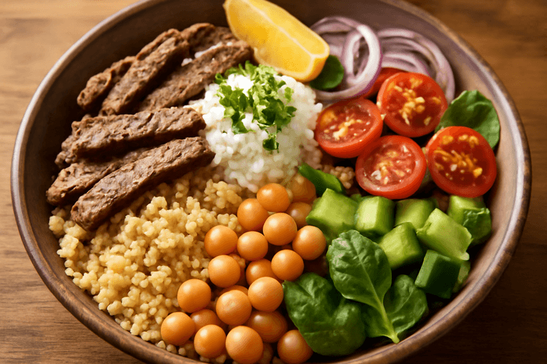 Herzhafter Rindfleisch-Bulgur-Bowl