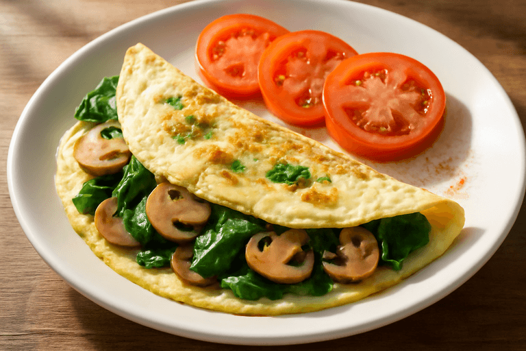 Omelette légère aux épinards et champignons