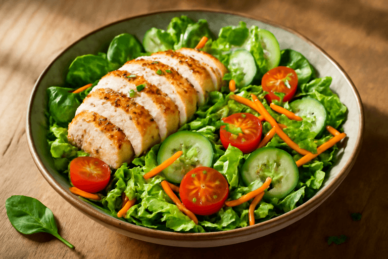 Salade de poulet grillé minceur et légumes colorés