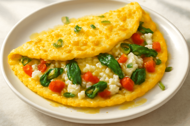Omletă sănătoasă cu legume și brânză slabă