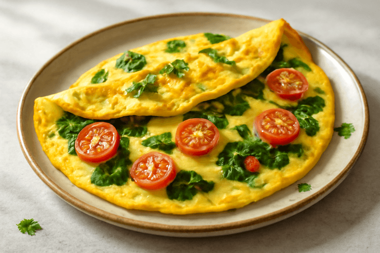 Proteinrik Omelett med Spinat og Tomat