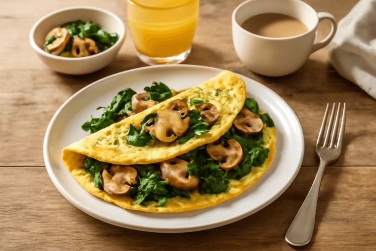 Light Spinach & Mushroom Omelette