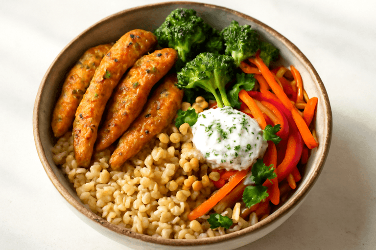 Herzhaftes Hähnchen-Gemüse-Bowl