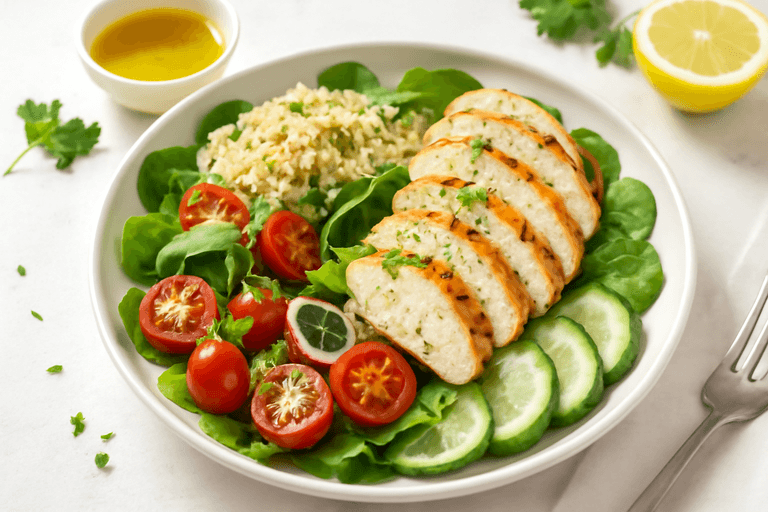 Fräsch kycklingsallad med citron och quinoa