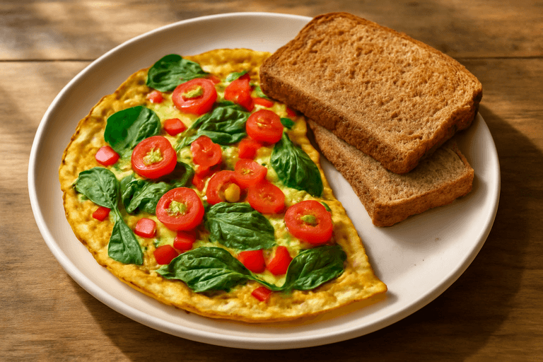 Herzhaftes Gemüse-Omelett mit Vollkorn-Toast