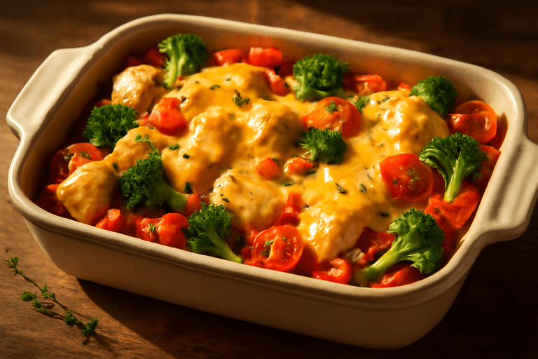 Leichter Hähnchen-Gemüse-Auflauf