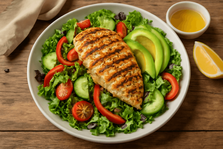 Salată Clasică cu Piept de Pui la Grătar și Legume Proaspete