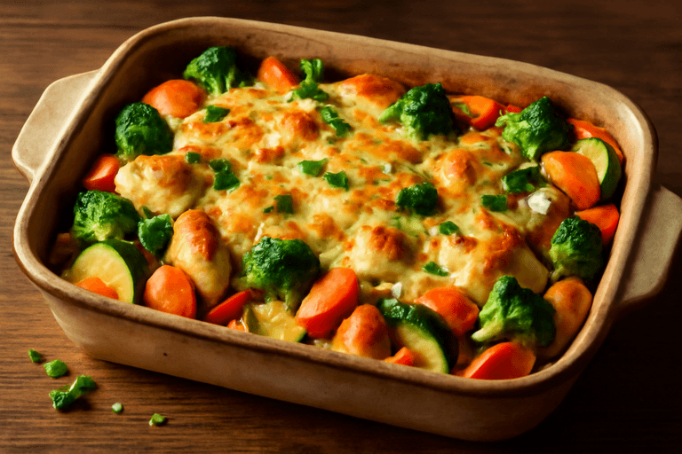 Leichter Hähnchen-Gemüse-Auflauf