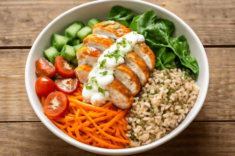 Leichter Hähnchen-Gemüse-Bowl
