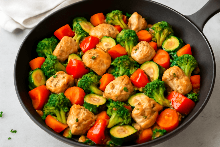 Leichtes Hähnchen-Gemüse-Pfannengericht