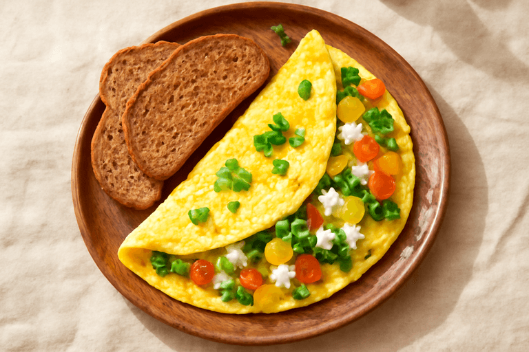 Omletă sănătoasă cu legume și brânză cottage