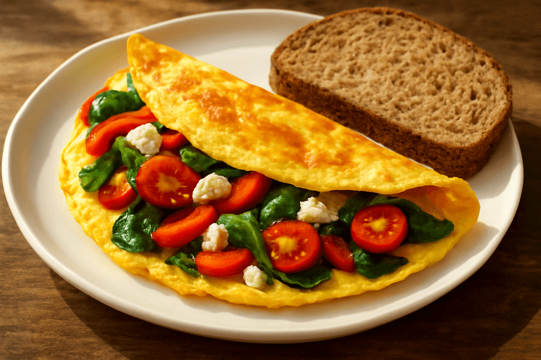 Omletă energizantă cu legume și brânză feta