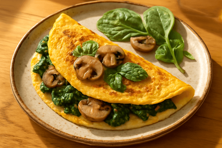 Tortilla de Espinacas y Champiñones Fit