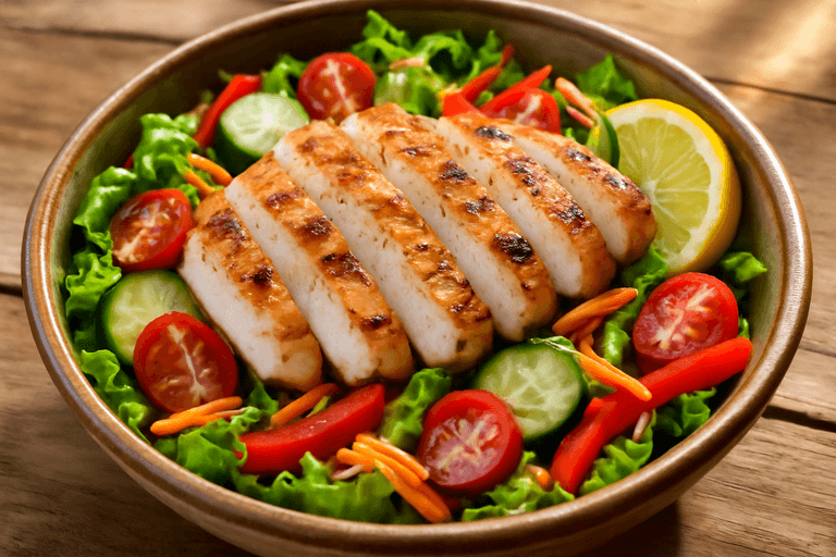 Ensalada Clásica de Pollo a la Parrilla y Vegetales Frescos