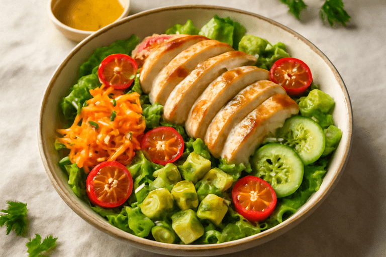 Salade Énergisante de Poulet aux Légumes Croquants