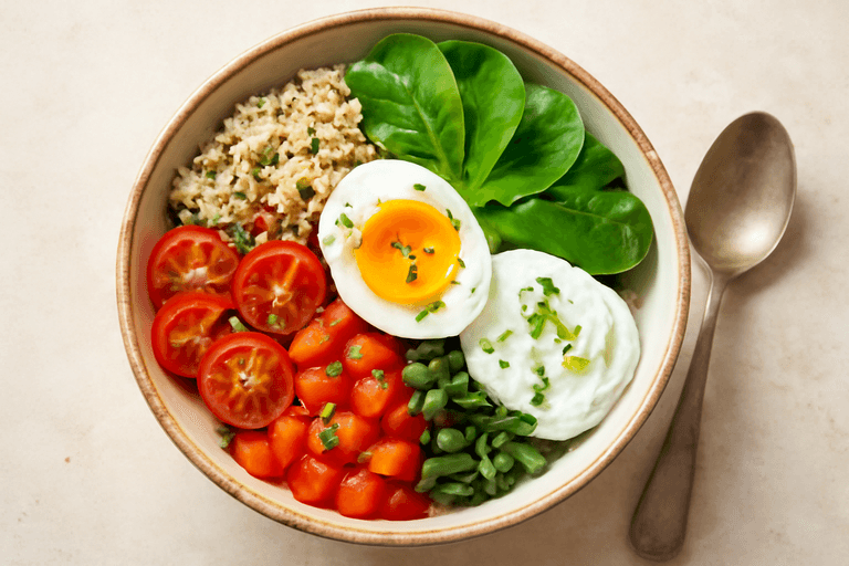 Bol Énergie Petit-Déjeuner Végétarien aux Légumes et Quinoa
