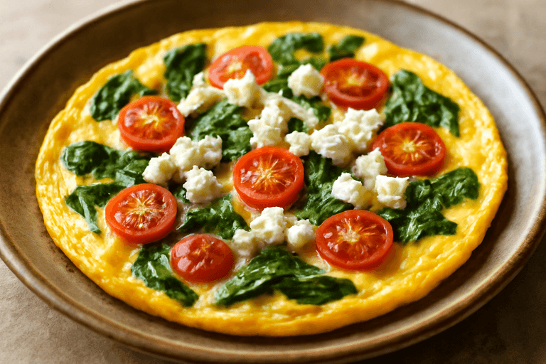 Omletă cu Spanac și Roșii Cherry