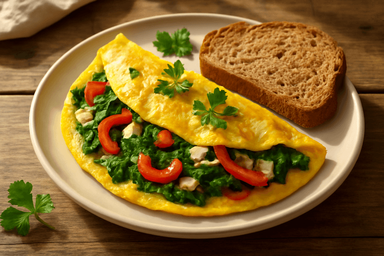 Omletă cu Spanac și Brânză Feta