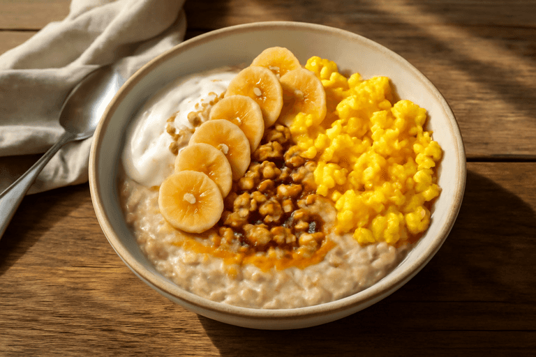 Protein-Power-Frühstücks-Bowl mit Haferflocken & Eiern