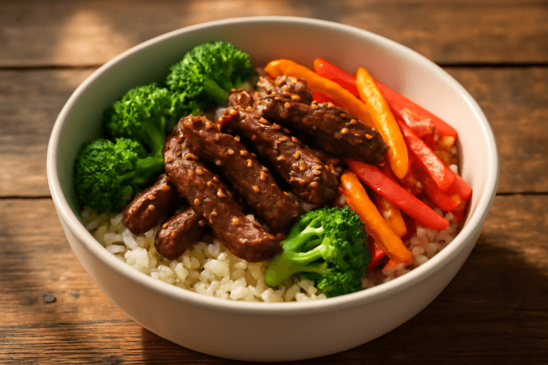 Klassischer Rindfleisch-Brokkoli-Bowl