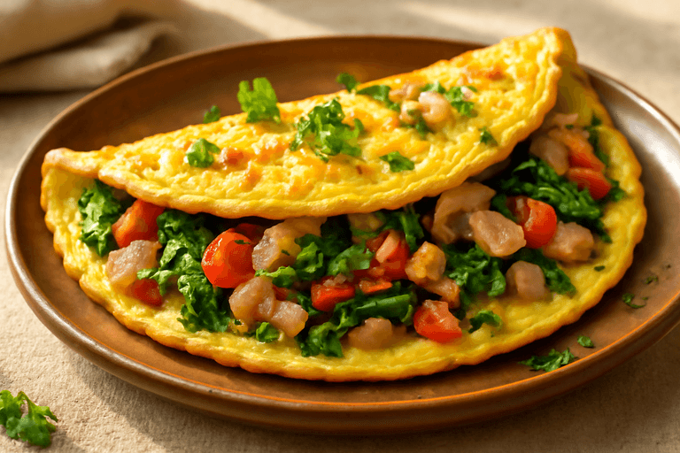 Omelette ligero de verduras al estilo clásico