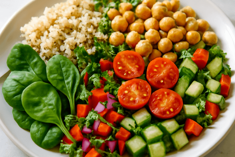 Veganer Protein-Salat mit Kichererbsen & Quinoa