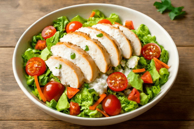 Leichter Hähnchen-Gemüse-Salat mit Joghurtdressing