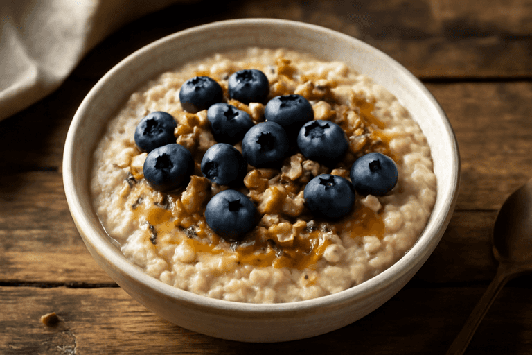 Proteinrik Havregrøt med Bær og Nøtter