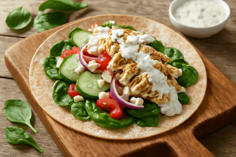 Klassisk kycklingwrap med grekisk inspiration