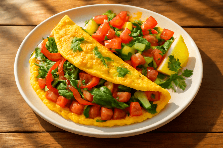 Protein-Packed Veggie Omelette with Fresh Tomato Salad