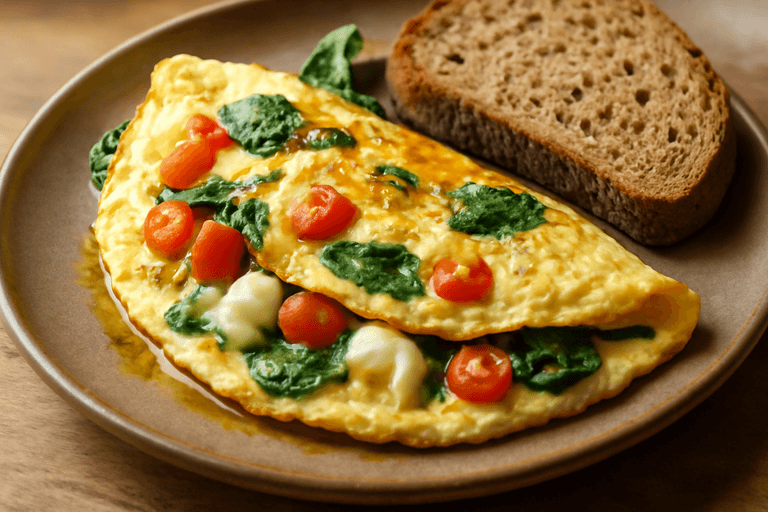 Omletă ușoară cu legume și brânză slabă