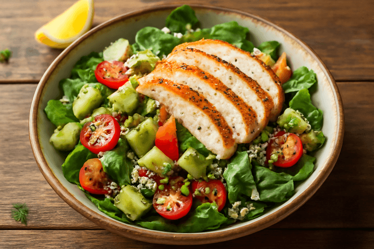 Proteinrik kyllingsalat med avokado og quinoa