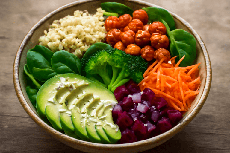 Proteinreiche Vegane Buddha-Bowl mit Kichererbsen und Quinoa