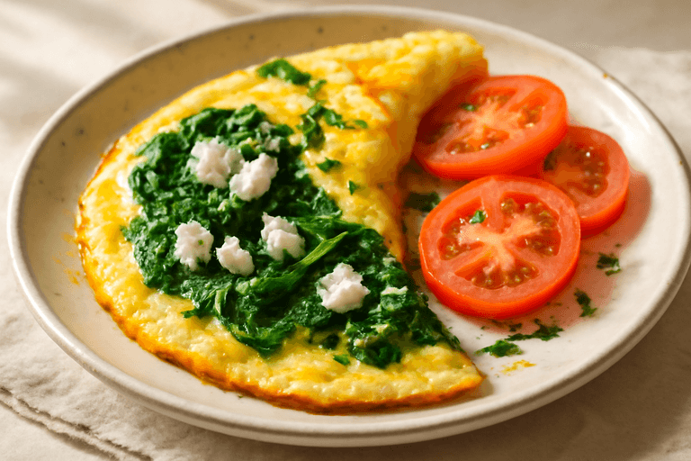 Proteinrik Omelett med Spenat & Fetaost