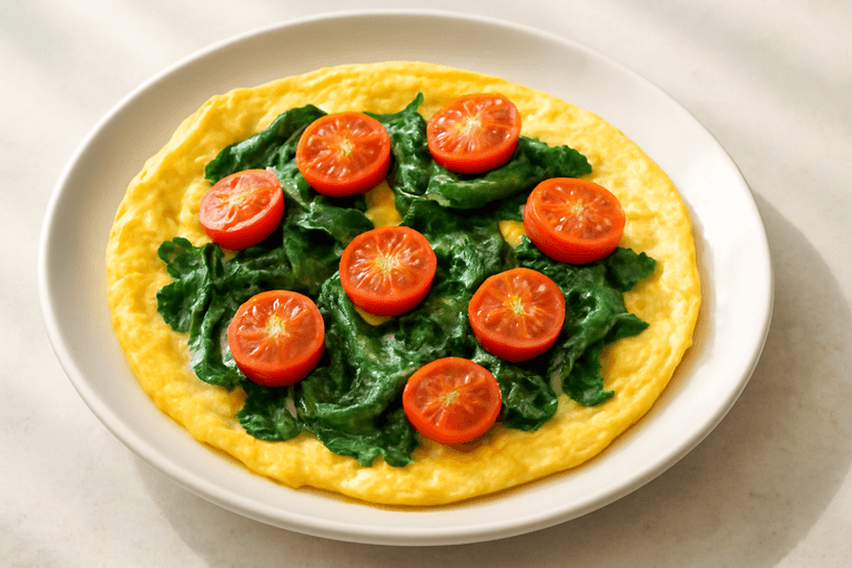 Omelette Leggera con Spinaci e Pomodorini