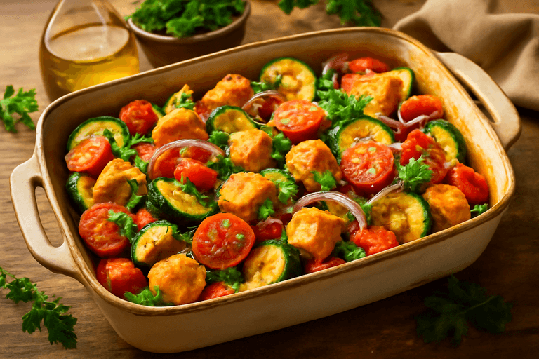 Kleurrijke Mediterrane Kipgroenteschotel