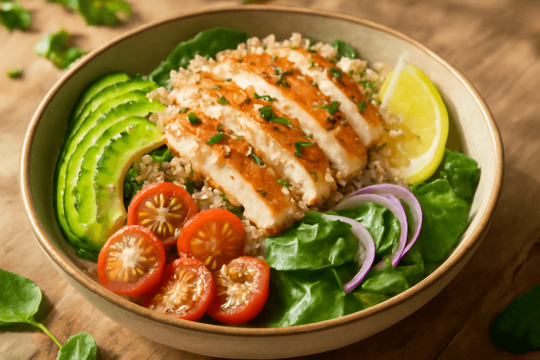 Fräsch kycklingsallad med quinoa & avokado