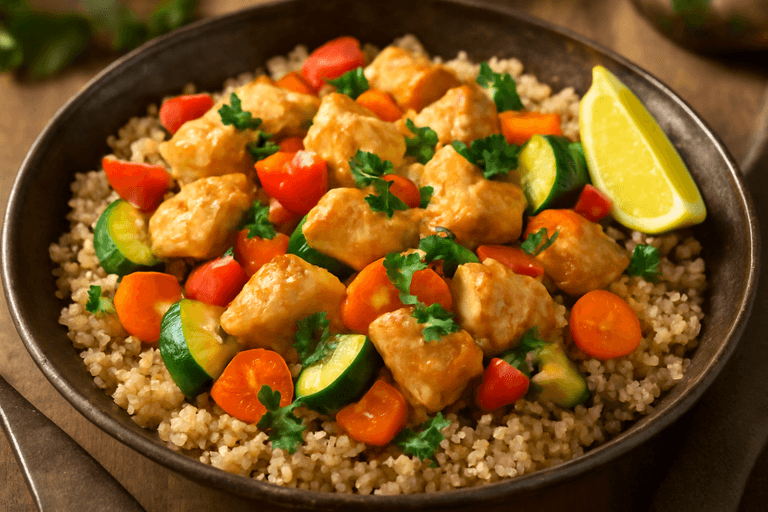 Hähnchen-Gemüse-Pfanne mit Quinoa