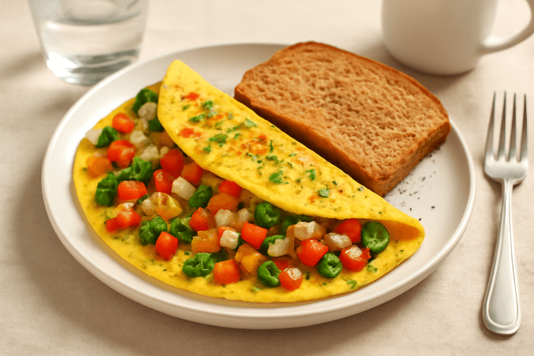 Power-Up Veggie Omelette with Whole Wheat Toast