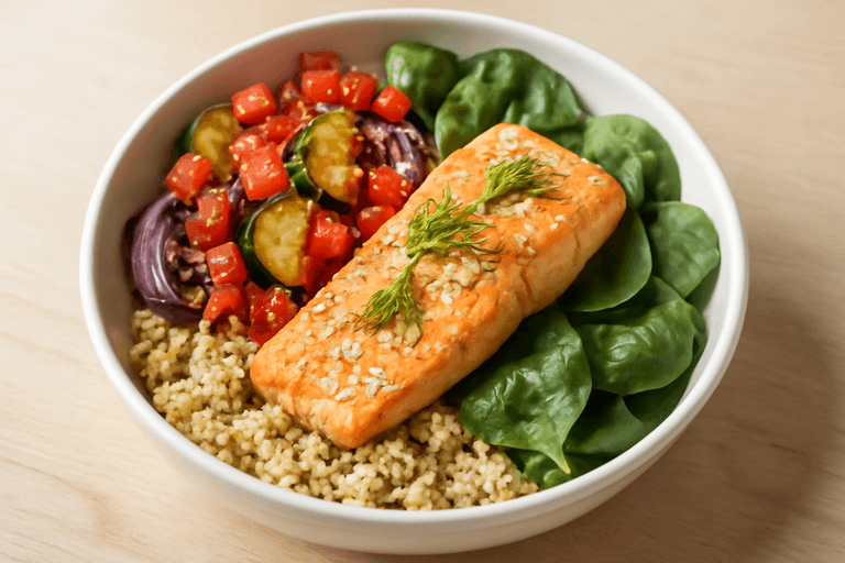 Lax- & Quinoabowl med Rostade Grönsaker