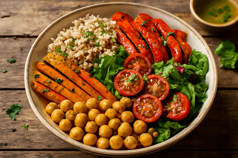 Bol Vegan pentru Slăbit cu Năut, Quinoa și Legume la Grătar