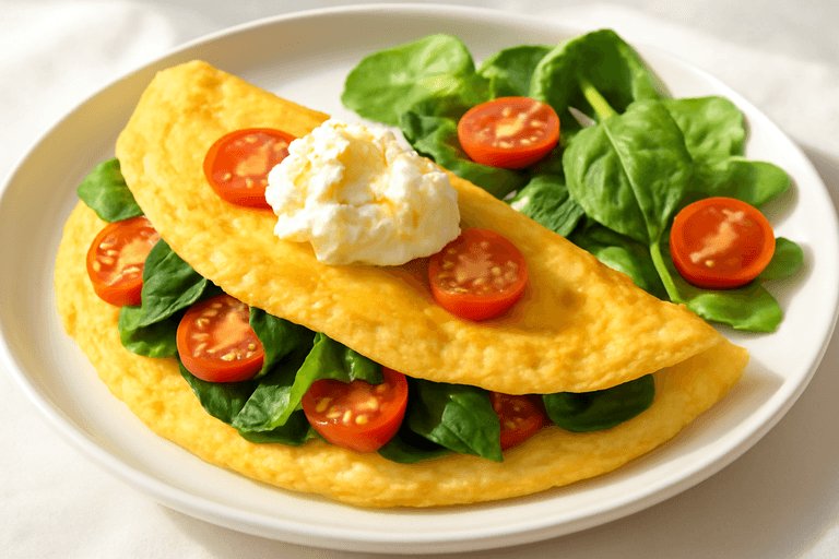 Omelette Proteica Classica con Spinaci e Pomodori
