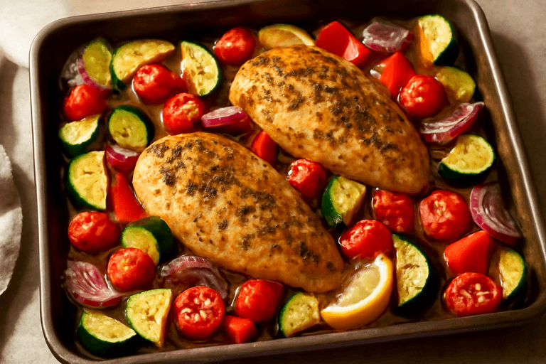 Pollo al Horno con Verduras Mediterráneas