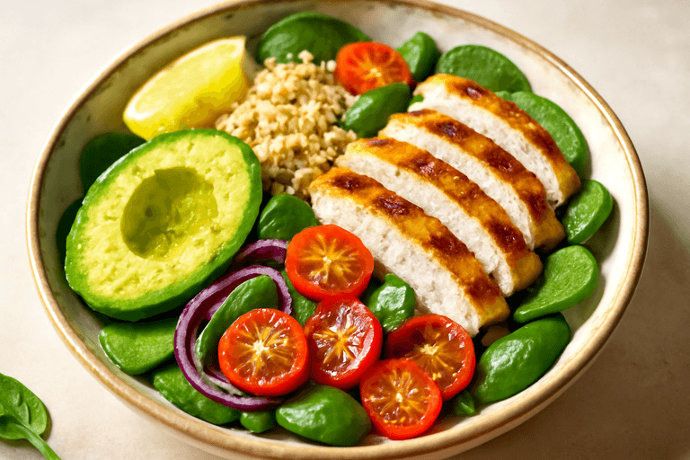 Fräsch kycklingsallad med quinoa och avokado