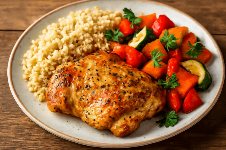 Gegrilde Kippendijfilet met Geroosterde Groenten en Quinoa