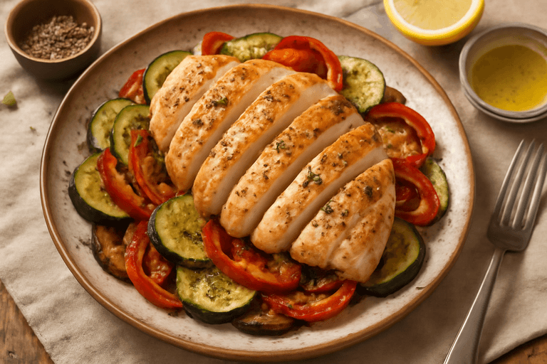 Pollo Grigliato con Verdure Mediterranee