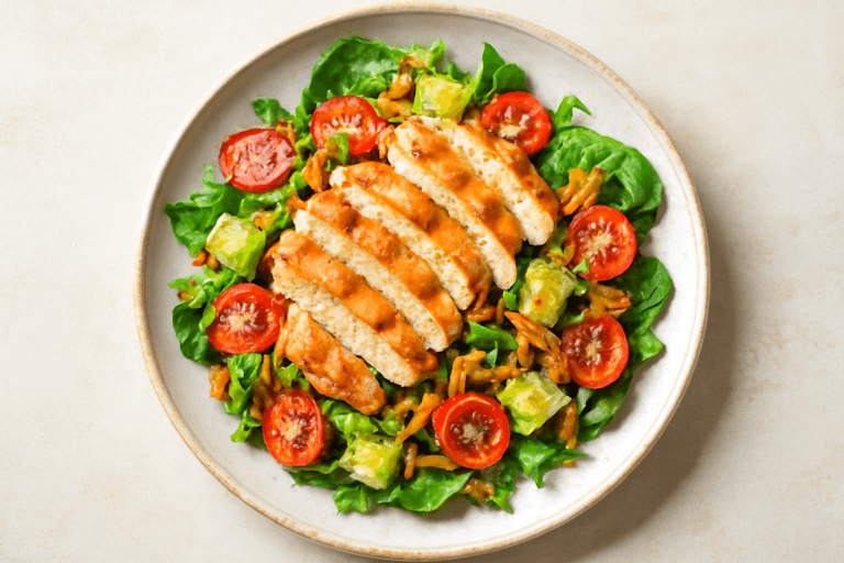 Ensalada de Pollo Clásica con Aguacate y Vinagreta de Mostaza